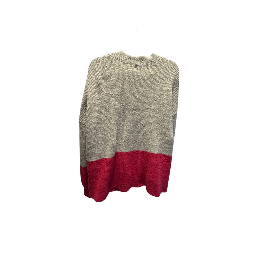 See U Soon Size M Oversized Colorblock Knit Button Up Cardigan Sweater Pink Tan - Picture 2 of 7